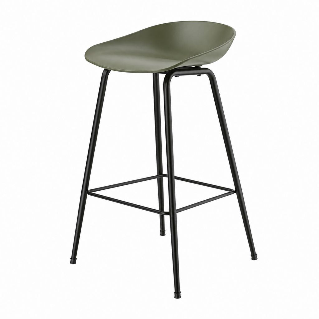 Sgabello da bar verde con schienale curvo in polipropilene e acciaio 50 x 52 x 95 cm