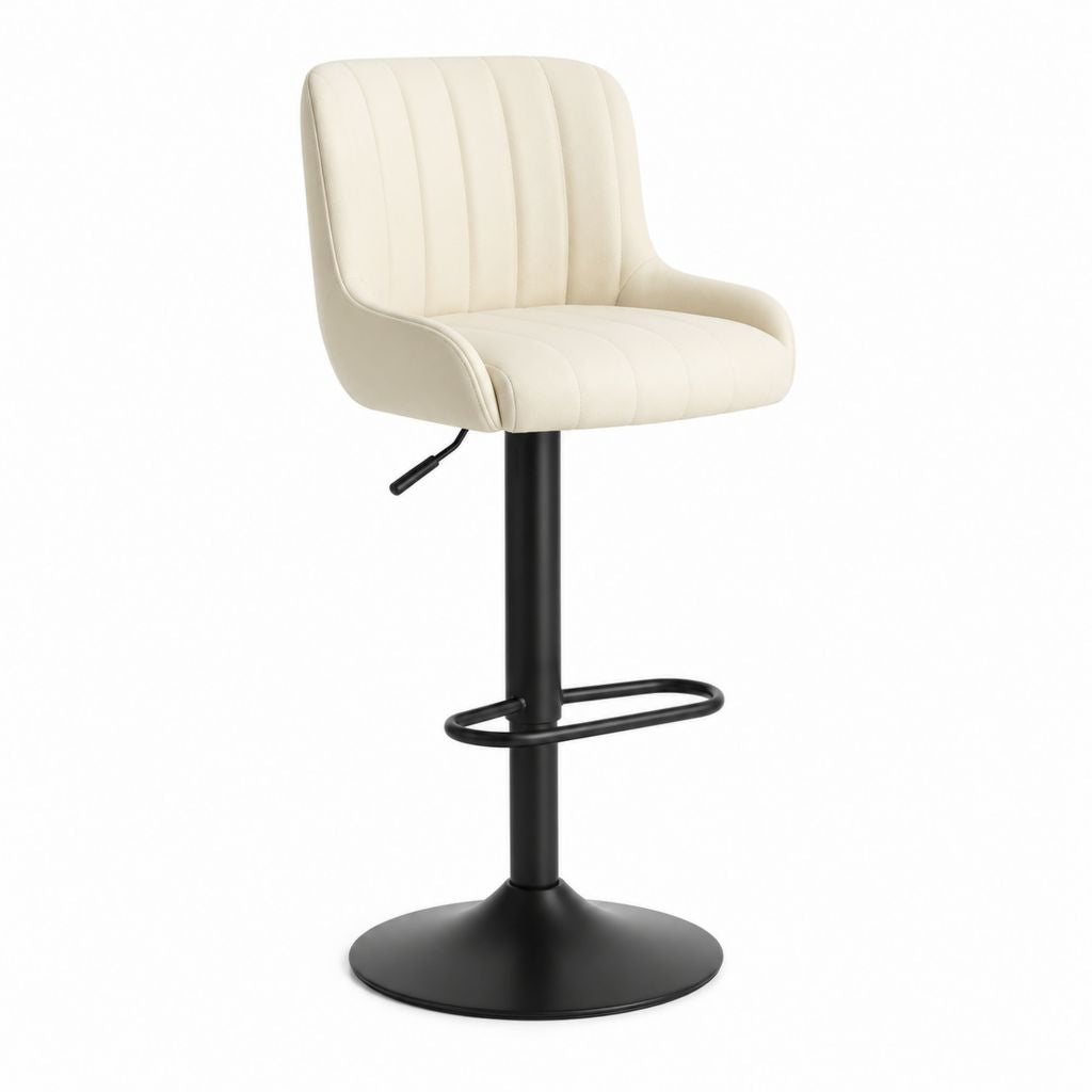 Sgabello da bar regolabile girevole avorio in poliuretano con base in acciaio 50 x 51 x 91-112 cm