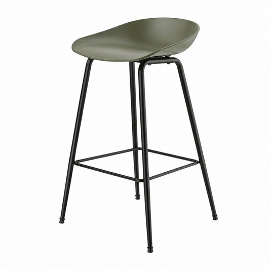 Sgabello da bar verde con schienale curvo in polipropilene e acciaio 50 x 52 x 95 cm