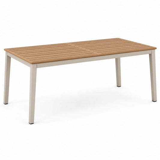 Tavolo da giardino rettangolare beige e marrone in alluminio 160 x 90 x 75 cm