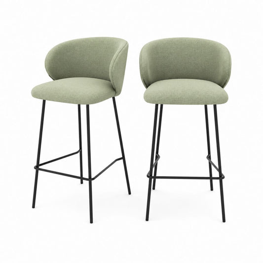 Sgabello da bar con schienale verde in poliestere e acciaio 51 x 54 x 100 cm