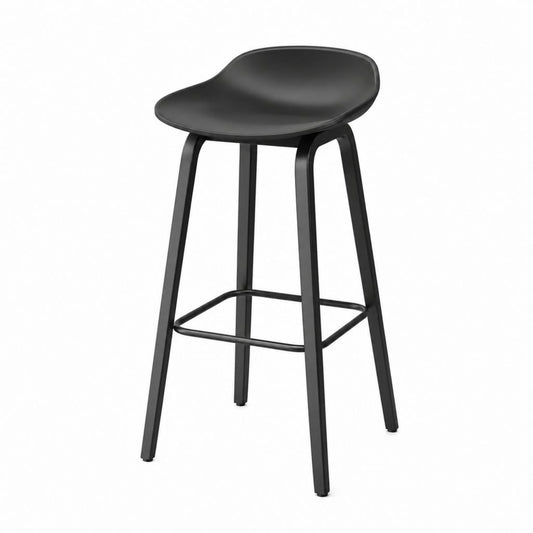 Sgabello da bar nero in polipropilene con struttura in acciaio 52 x 50 x 96 cm