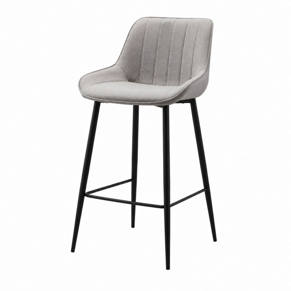 Sgabello da bar con schienale curvo grigio in poliestere e acciaio 50 x 54 x 103 cm altezza seduta 75 cm